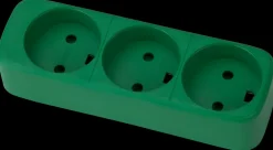 3 stikdåse forstærket - grøn| Stikdåser