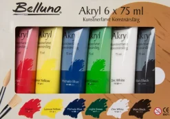 Belluno Akrylfarvesæt 6 x 75 ml| Akrylmaling