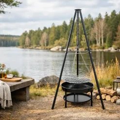 Bålsted trefod med bålfad og rist| Reserve- Og Løsdele|Bålpladser Og Havepejse