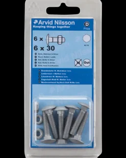 Arvid Nilsson Bræddebolt + møtrik M6 x 30 mm 6-pak| Øvrige Monteringsbeslag