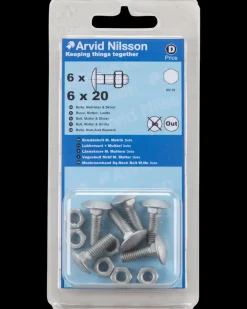 Arvid Nilsson Bræddebolt + møtrik M6 x 20 mm 6-pak| Øvrige Monteringsbeslag