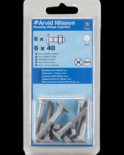 Arvid Nilsson Bræddebolt + møtrik M6 x 40 mm 6-pak| Øvrige Monteringsbeslag