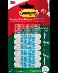 Command ™ Clips til Udendørs dekoration - 20 Kroge| Tilbehør Og Kabler|Kroge Og Ophæng
