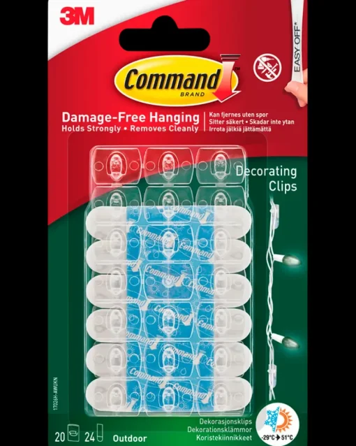 Command ™ Clips til Udendørs dekoration - 20 Kroge| Tilbehør Og Kabler|Kroge Og Ophæng