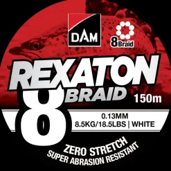 DAM Fletline 8 Braid 150 m 0,13 mm - hvid| Fiskestænger, Hjul Og Liner