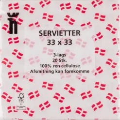 Dannebrog servietter 20-pak assorterede varianter| Toiletpapir, Køkkenrulle Og Servietter