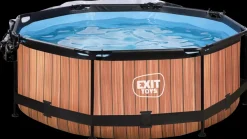 EXIT TOYS Pool Ø244x76 cm med pumpe og skærm - brun| Pool- Og Spatilbehør