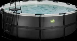 EXIT TOYS Pool Ø427x122cm med pumpe og skærm - Sort| Pool- Og Spatilbehør
