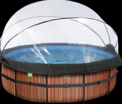 EXIT TOYS Pool Ø427x122cm med pumpe og skærm - Brun| Pool- Og Spatilbehør