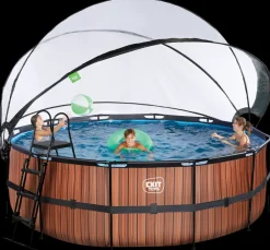 EXIT TOYS Pool Ø427x122cm med pumpe og skærm - Brun| Pool- Og Spatilbehør