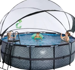 EXIT TOYS Pool Ø427x122cm med pumpe og skærm - Grå| Pool- Og Spatilbehør