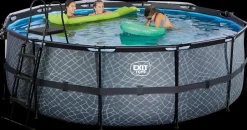 EXIT TOYS Pool Ø427x122cm med pumpe og skærm - Grå| Pool- Og Spatilbehør