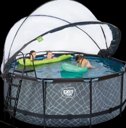 EXIT TOYS Pool Ø360x122cm med pumpe og skærm - Grå| Pool- Og Spatilbehør