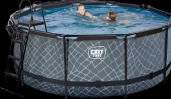 EXIT TOYS Pool Ø360x122cm med pumpe og skærm - Grå| Pool- Og Spatilbehør