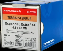 EXPANDET Rustfri A4 skrue 4,3 x 42 mm 200 stk.| Skruer