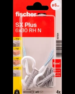 Fischer Krogdyvel SX Plus 6 x 30 mm hvid 4 stk.| Dyvler Og Plugs