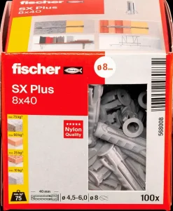 Fischer Uni plug SX plus 8 x 40 mm 100 stk.| Dyvler Og Plugs