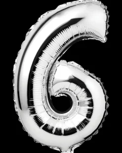Folieballon H. 35 cm sølv - nr. 6| Festartikler|Nytårspynt