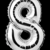 Folieballon H. 35 cm sølv - nr. 8| Festartikler|Nytårspynt