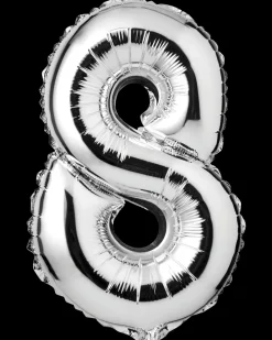 Folieballon H. 35 cm sølv - nr. 8| Festartikler|Nytårspynt