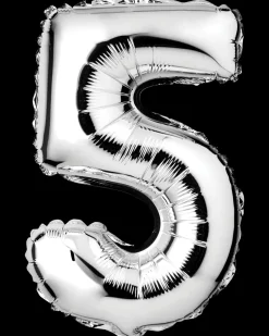 Folieballon H. 35 cm sølv - nr. 5| Festartikler|Nytårspynt
