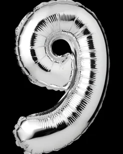 Folieballon H. 35 cm sølv - nr. 9| Festartikler|Nytårspynt