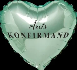 Folieballon konfirmand - hjerte grøn| Festartikler