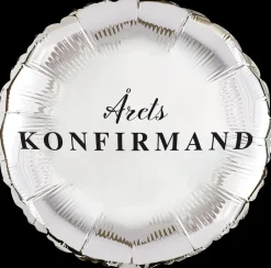 Folieballon konfirmand - rund hvid| Festartikler