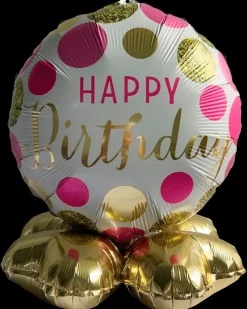 Folieballon på fod Ø35 - "Happy birthday" Pink| Festartikler