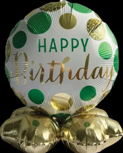 Folieballon på fod Ø35 - "Happy birthday" Grøn| Festartikler
