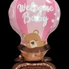 Folieballon på fod 66 cm - "Welcome baby" pink| Festartikler