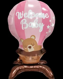 Folieballon på fod 66 cm - "Welcome baby" pink| Festartikler