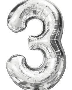 Folieballon Sølv 86 cm - Nr 3| Festartikler|Nytårspynt
