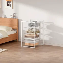 Garderobeindsats med 4 trådkurve| Garderobe Og Opbevaring