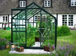 Halls Drivhus Popular 106 hærdet glas og fundament - sort| Drivhuse