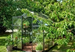 Halls Drivhus Qube 68 + hærdet glas - sort| Drivhuse