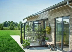 Halls Drivhus Qube Lean-to 68 hærdet glas - sort| Vægdrivhuse