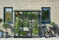 Halls Drivhus Qube Lean-to 26 hærdet glas - sort| Vægdrivhuse