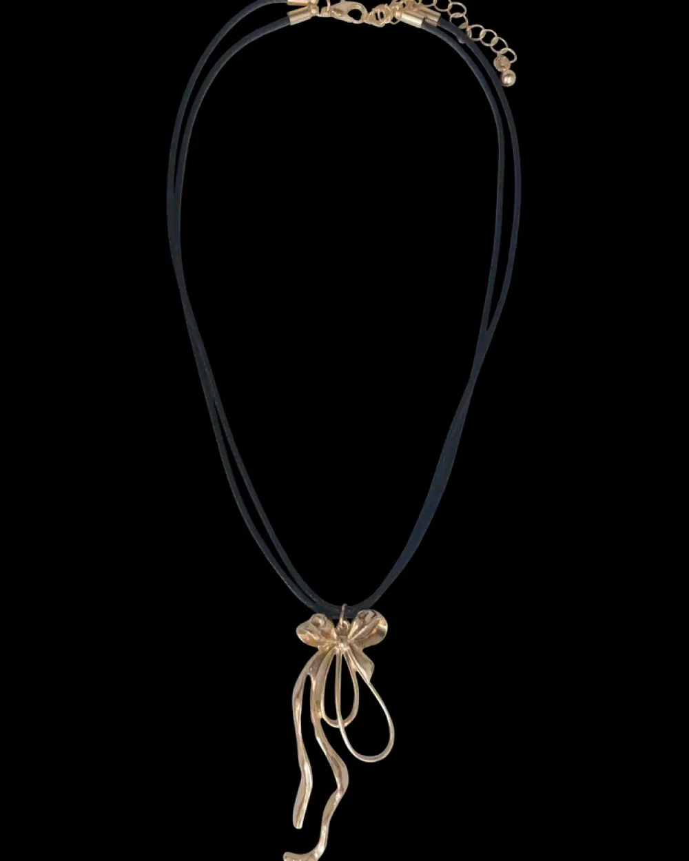 Halskæde med sløjfe - sort og guld| Smykker & Hårpynt