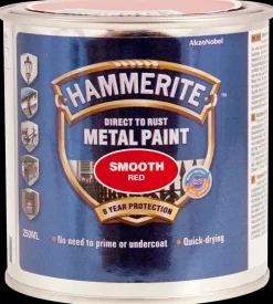 Hammerite Glat Rød - 250 ml| Træ- Og Metalmaling