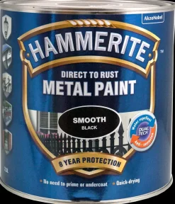 Hammerite Glat Sort - 2,5 liter| Træ- Og Metalmaling