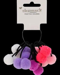 Hårelastik m/pompom 10 stk| Øvrige Artikler