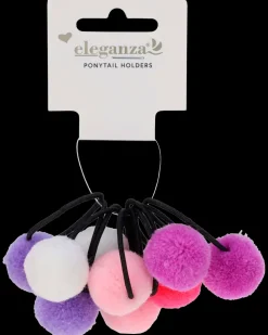 Hårelastik m/pompom 10 stk| Øvrige Artikler