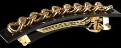 Hårspænde guld/sort 9 cm| Smykker & Hårpynt