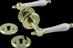 jasa Dørgreb messing med hvid porcelæn| Dør- Og Vinduesgreb