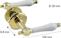 jasa Dørgreb messing med hvid porcelæn| Dør- Og Vinduesgreb