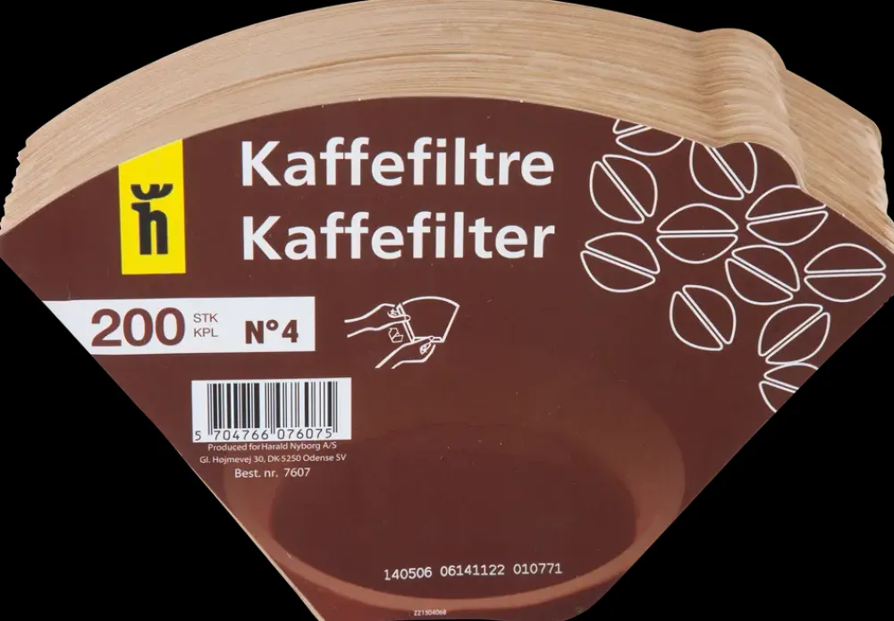 Kaffefilter ubleget i str. 1 x 4 - 200-pak| Husholdningsartikler