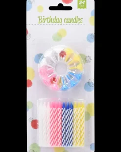 Kagelys med holdere 12-pak - assorterede varianter| Festartikler