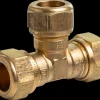 Kompressions T-stykke 15 mm - messing| Rør Og Fittings