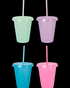 Kop med låg og sugerør 4-pak| Service Og Bestik